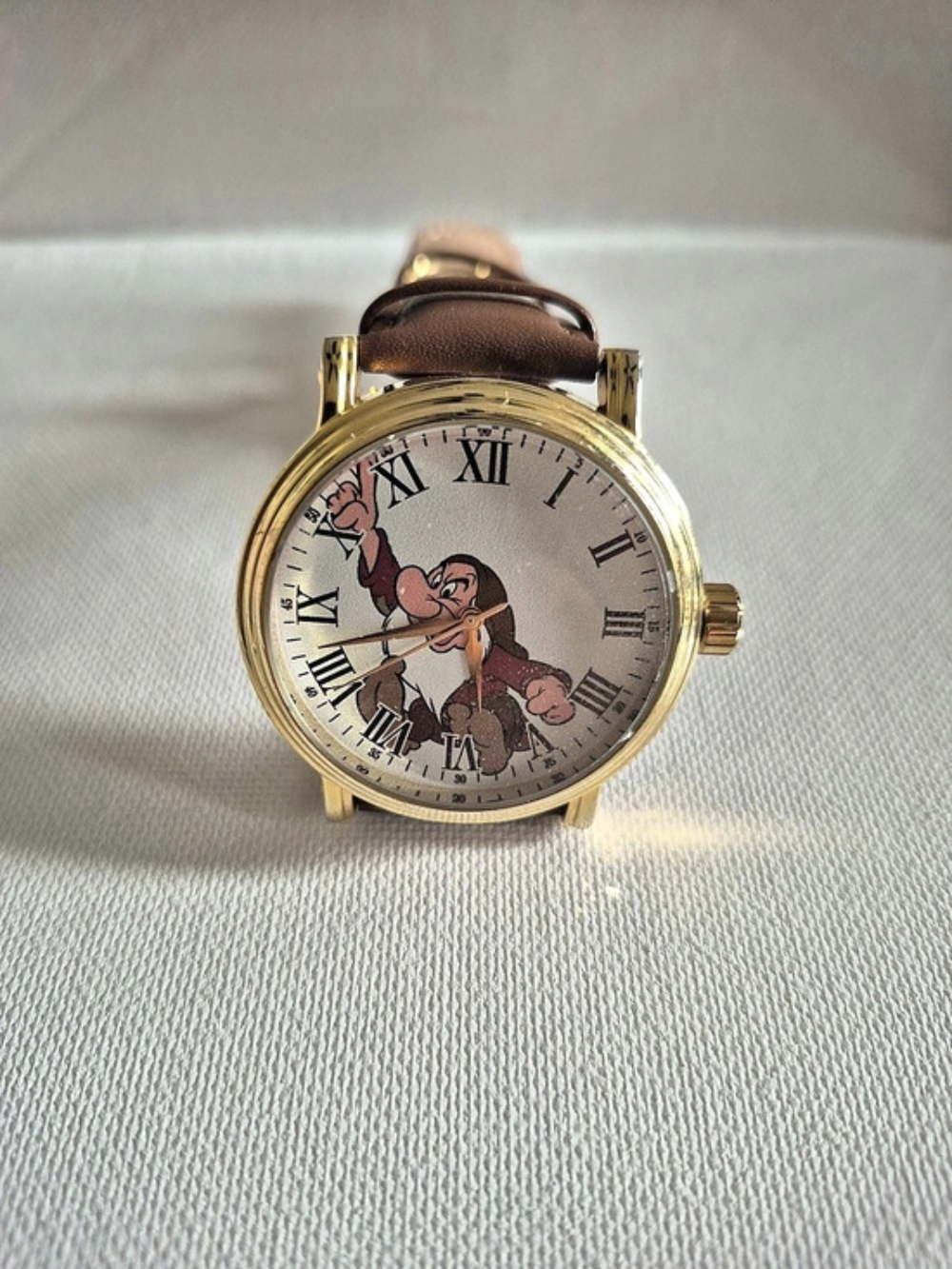 Disney Grumpy Roman Numeral Watch by ewatchfactory in Brown & Gold ❣️pls Read